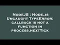 NodeJS Node js Uncaught TypeError callback is not a function in process nextTick