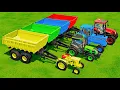 Download Lagu MINI \u0026 BIG POLICE TRACTOR \u0026 TRAILER vs PORTAL TRAP! CANOLA TRANSPORTING - PARKOUR COLORS! FS22