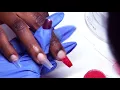 HOW TO Cherry Red Ombre Acrylic Full Set Tutorial Easy for Beginners