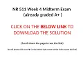 NR 511 Week 4 Midterm Exam Already graded A Version 1 to version 5 CLICK BELOW LINK