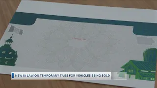 New IA law on temporary tags for vehicles being sold