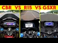 Lagu CBR 150R VS GSXR 150 VS R15 V4 | 0 TO 150 | TOPSPEED BATTLE