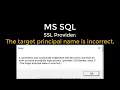 MS SQL Error Target principal name is incorrect
