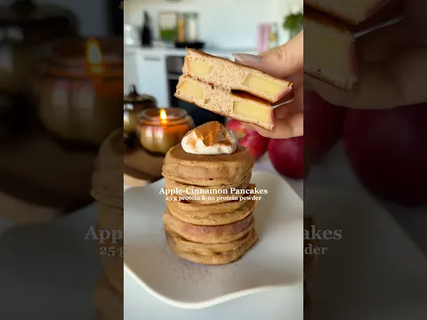 Fluffy Apple-Cinnamon Pancakes😍 25 g protein & no protein powder! #fallrecipes #pancakes