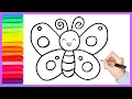 Butterfly Drawing Painting and Coloring Tutorial How to Draw a Butterfly Easy