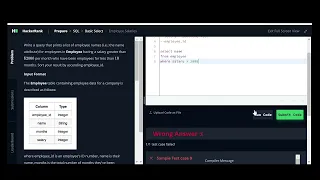 Employee Salaries HackerRank Problems HackerRank Solution Easy Simple Solution SQL