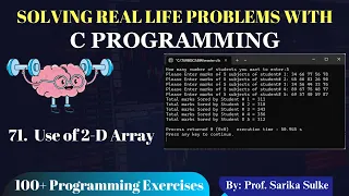 71 2-Dimensional Array Example in C C Programming Tutorial for Beginners C Complete Course