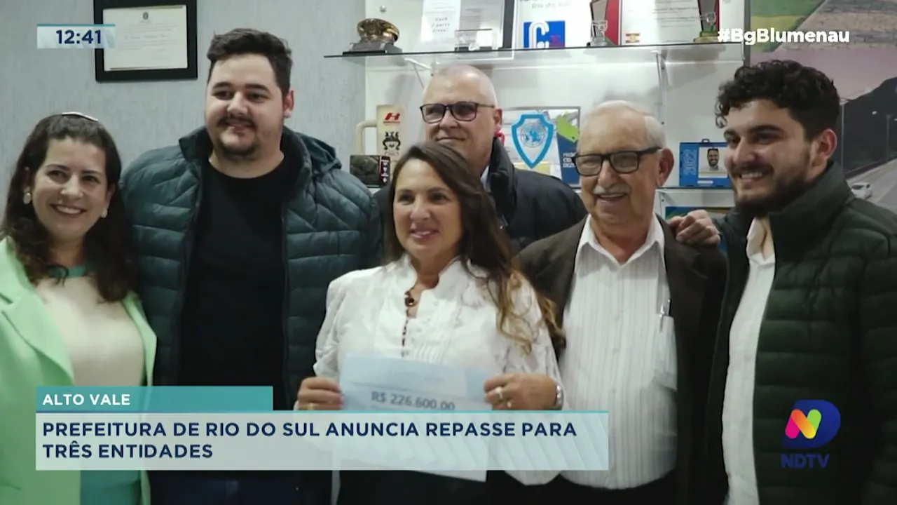 Prefeitura de Rio do Sul anuncia repasse para três entidades