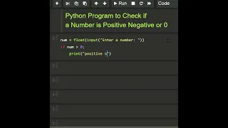 Python Program To Check if a Number is Positive Negative or 0