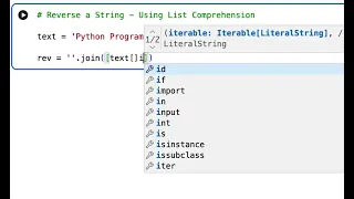 Python Priogram to Reverse a String - Using List Comprehension