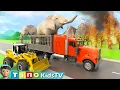 Animal Rescue Trucks for Kids | Elephant Zoo Construction Simulation