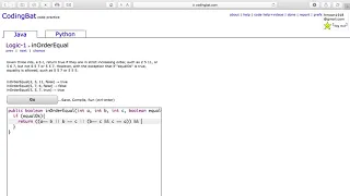 Logic 1 inOrderEqual Java Tutorial codingbat com
