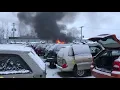 Junk car at LKQ Pick Your Part junk yard caught on fire