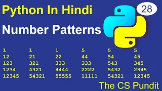 L28 - Number pattern in python Nested Loops Python Tutorial in Hindi