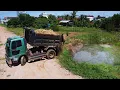 Download Lagu First Start New PROJECT!! LANDFILL Delete Deep Land In Flooded Area Use Strong Dozer \u0026 5Ton Truck.