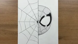 How to Draw Spider-Man Half Face | Easy Pencil Drawing Tutorial