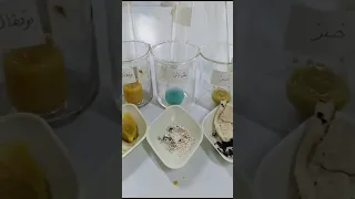 نتائج تجربة الكشف عن النشأ و السكر في الغذاء من تنفيذ طالبات الصف الثامن إشراف استاذة هدى المزينية 