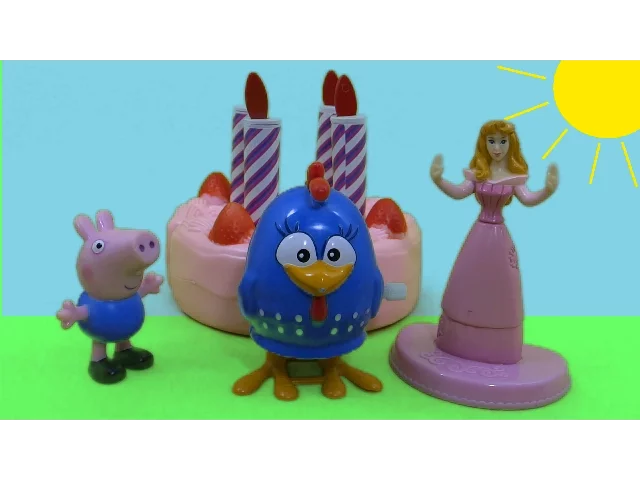 GALINHA PINTADINHA GEORGE PIG IRMÃO DA PEPPA E O ANIVERSÁRIO DA PRINCESA DISNEY AURORA