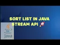 Java Stream API Sorting Interview Question Java 8 Interview Question reels Java program
