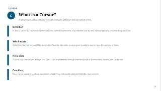 Cursor in Advanced Java Java Collections Framework Enumeration Iterator ListIterator