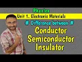 Differences Conductor Semiconductor Insulator PHYSICS