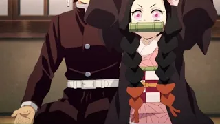Nezuko is trying to act like Mitsuri her role model