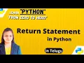 Return Statement in Python with Telugu Explanation
