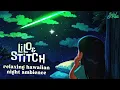 Lagu Lilo \u0026 Stitch Inspired Nighttime Ambience 🌙 Vintage Hawaiian Music \u0026 Ocean Sounds from a Cozy Window
