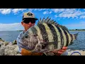 Fishing from Rocks for Convicts at Sebastian Inlet - Sheepshead