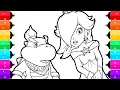 Super Mario Galaxy Coloring Pages Coloring Rosalina and Bowser Junior