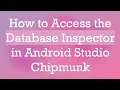 How to Access the Database Inspector in Android Studio Chipmunk