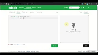 Return The First Element in a list Python Edabit Challange Beginners