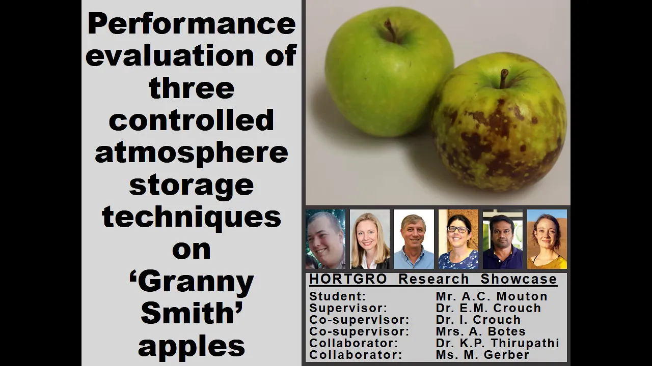 Evaluation of three controlled atmosphere storage techniques on Granny Smith apples. (B Mouton)