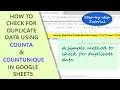 Google Sheets COUNTA COUNTUNIQUE Functions to Check for Duplicate Data Example Tutorial