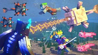 Download Warden vs Elder Guardian and Drowned Ocean Army (Minecraft Animation Movie) MP3