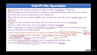 034 Python Unit IV Introduction and Operations on Files
