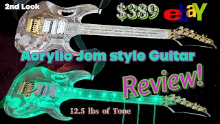 Amazing Value eBay Acrylic JEM Style Guitar Review 24 Perfect Frets Great Tones Craftsmanship