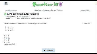 Java Practice-it Primitive Data and Definite Loops Self-Check 2 12 valueOfX
