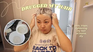 Lightening my hair with 30 pills and slime lmao