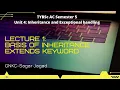Inheritance basis in JAVA Extends Keyword TYBSc Unit 4 Sem 5 Lecture 1