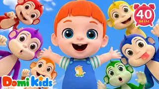Count Ten Little Monkeys Jumping 🐵 | Counting Fun | Kids Songs & Nursery Rhymes | Domi Kids