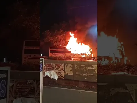 A private bus was on fire 100feet road #Busfire