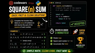 Codewars Square n Sum in Python Beginner Coding Practice