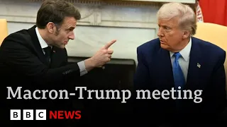 Macron corrects Trump on costs of Ukraine war and says: “Peace must not mean surrender” | BBC News