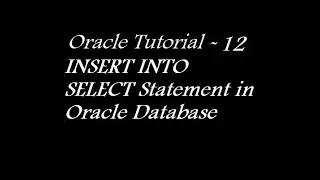 INSERT INTO Statement in Oracle Database