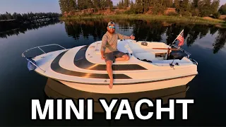 First Night on my Mini Yacht | Solo Boat Camping