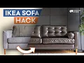 IKEA Sofa Hack Leather Slipcover Legs Tufting Makeover