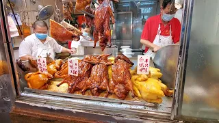 hongkongstreetfood super fast chopping roastedgoose roastedducks bbq pork