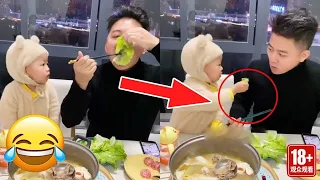 经常被坑的娃娃成长的总是快一些！爸爸给自己吃肉夹菜，忽悠孩子吃菜叶子！【曼妮一家人】