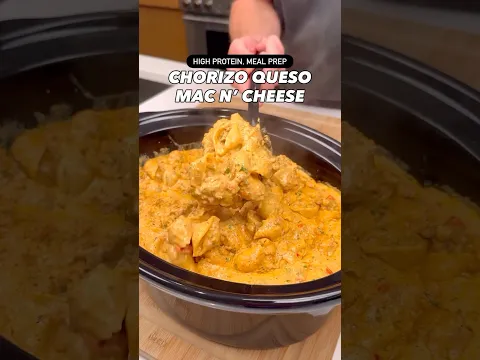 Macro-Friendly, High Protein Chorizo Queso Mac n’ Cheese #shorts